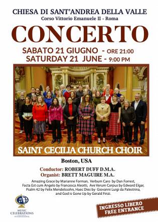 Concerto gratuito: saint cecilia church choir dalla città di boston nella storica chiesa di sant’andrea della valle